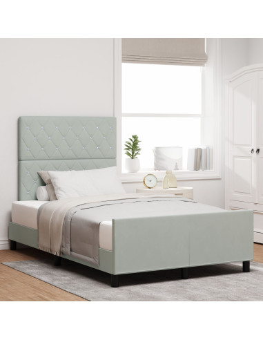 Letto a molle con testiera Grigio chiaro 120 x 200 cm Velluto