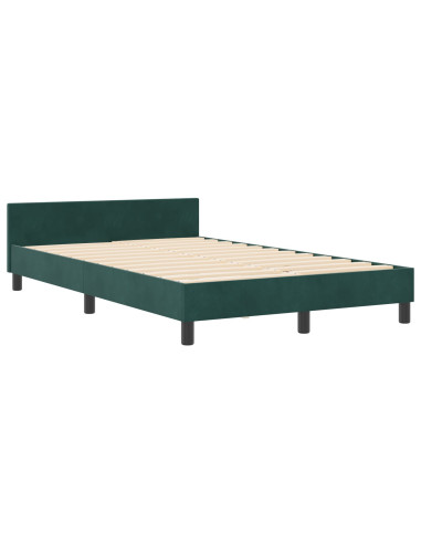 Letto a molle con testiera Verde Scuro 120 x 200 cm Velluto