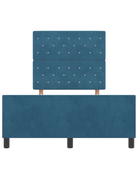 Letto a molle con testiera Blu Scuro 120 x 200 cm Velluto