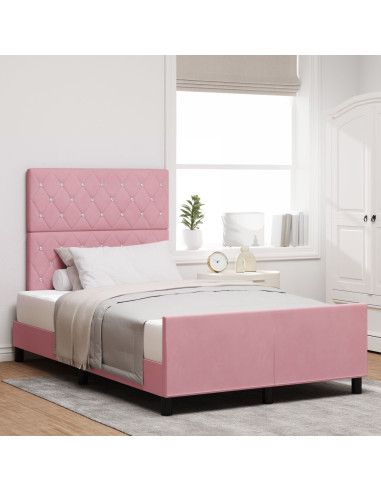 Letto a molle con testiera Rosa 120 x 200 cm Velluto
