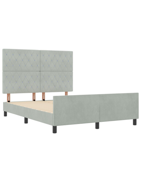 Letto a molle con testiera Grigio chiaro 140 x 190 cm Velluto