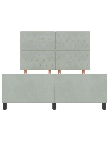 Letto a molle con testiera Grigio chiaro 140 x 190 cm Velluto