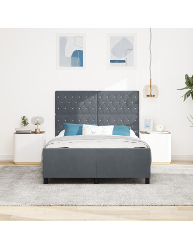 Letto a molle con testiera Grigio scuro 140 x 190 cm Velluto