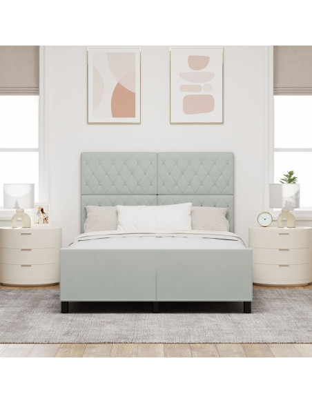 Letto a molle con testiera Grigio chiaro 140 x 200 cm Velluto