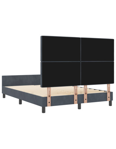 Letto a molle con testiera Grigio scuro 140 x 200 cm Velluto