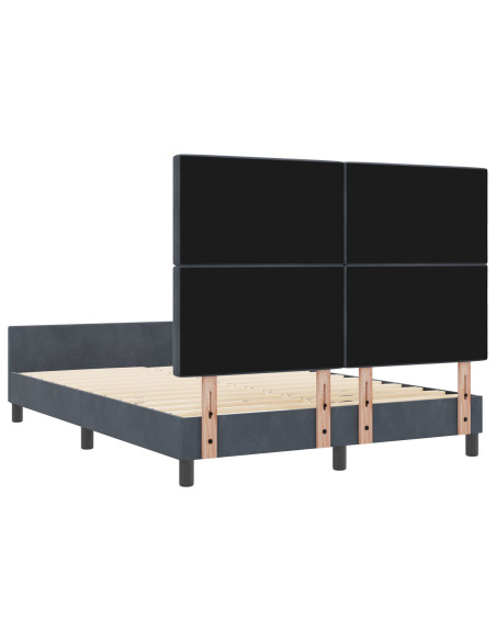 Letto a molle con testiera Grigio scuro 140 x 200 cm Velluto