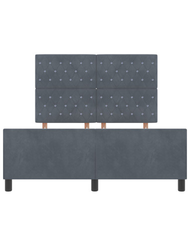 Letto a molle con testiera Grigio scuro 140 x 200 cm Velluto