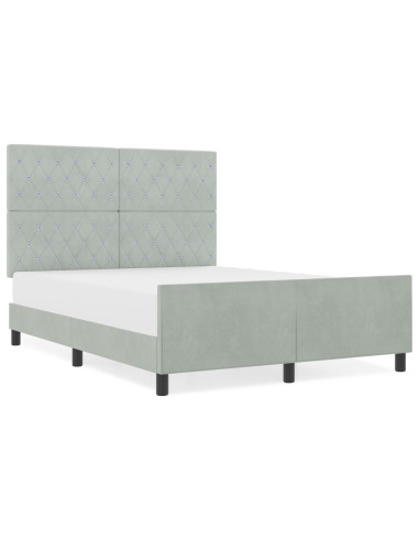 Letto a molle con testiera Grigio chiaro 160 x 200 cm Velluto