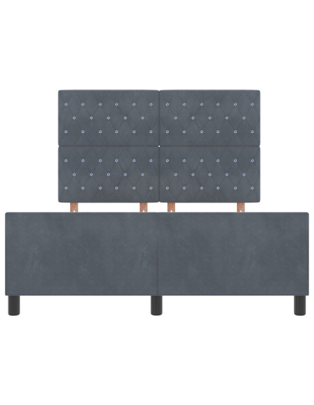 Letto a molle con testiera Grigio scuro 160 x 200 cm Velluto
