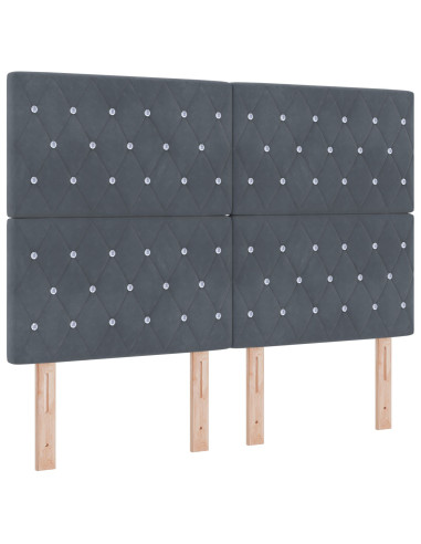 Letto a molle con testiera Grigio scuro 160 x 200 cm Velluto