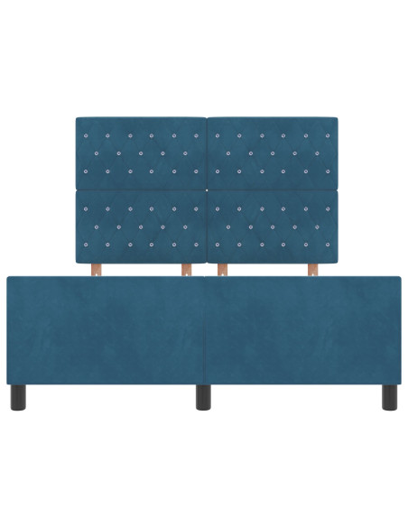 Letto a molle con testiera Blu Scuro 160 x 200 cm Velluto