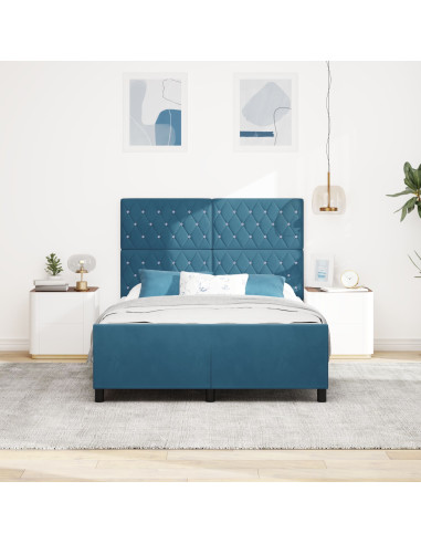Letto a molle con testiera Blu Scuro 160 x 200 cm Velluto