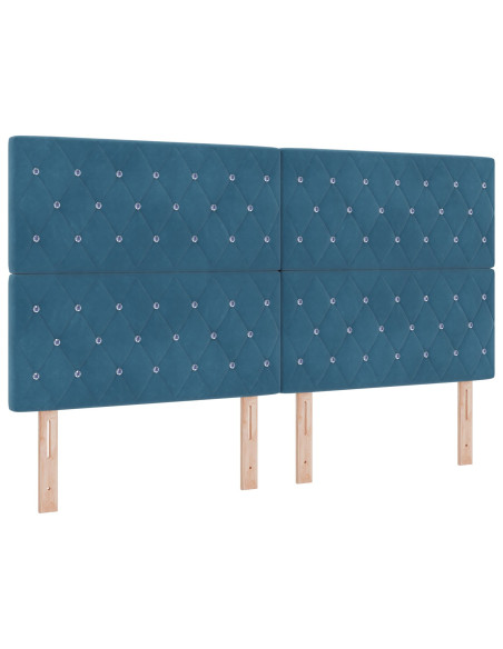 Letto a molle con testiera Blu Scuro 180 x 200 cm Velluto