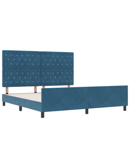Letto a molle con testiera Blu Scuro 180 x 200 cm Velluto