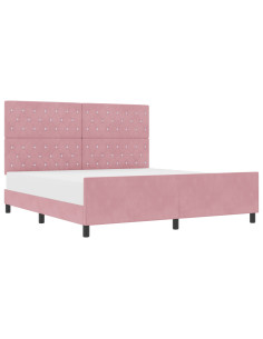 Letto a molle con testiera Rosa 180 x 200 cm Velluto 2