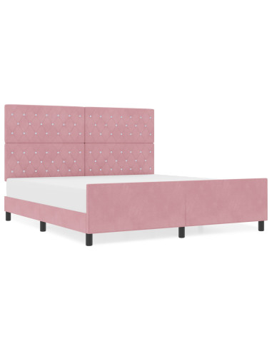 Letto a molle con testiera Rosa 180 x 200 cm Velluto