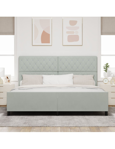 Letto a molle con testiera Grigio chiaro 200 x 200 cm Velluto