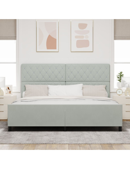 Letto a molle con testiera Grigio chiaro 200 x 200 cm Velluto