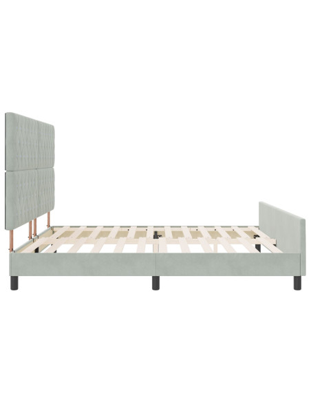 Letto a molle con testiera Grigio chiaro 200 x 200 cm Velluto