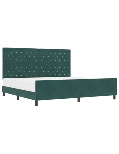 Letto a molle con testiera Verde Scuro 200 x 200 cm Velluto 2