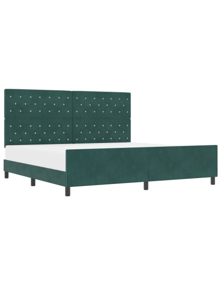 Letto a molle con testiera Verde Scuro 200 x 200 cm Velluto