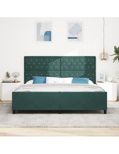 Letto a molle con testiera Verde Scuro 200 x 200 cm Velluto