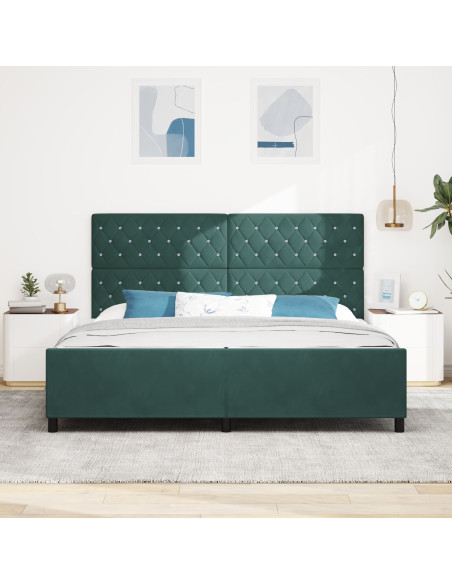 Letto a molle con testiera Verde Scuro 200 x 200 cm Velluto