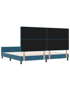 Letto a molle con testiera Blu Scuro 200 x 200 cm Velluto 2