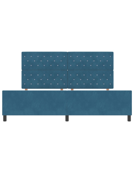 Letto a molle con testiera Blu Scuro 200 x 200 cm Velluto