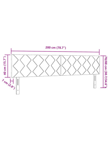 Testiera con testiera Nero 200 cm Pelle Sintetica