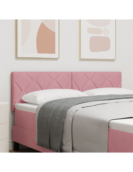 Testiera  Design a Blocchi di Diamante Rosa 140 cm in Velluto