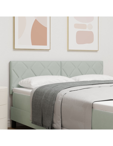 Testiera  Design a Blocchi Diamante Grigio Chiaro 160 cm in Velluto