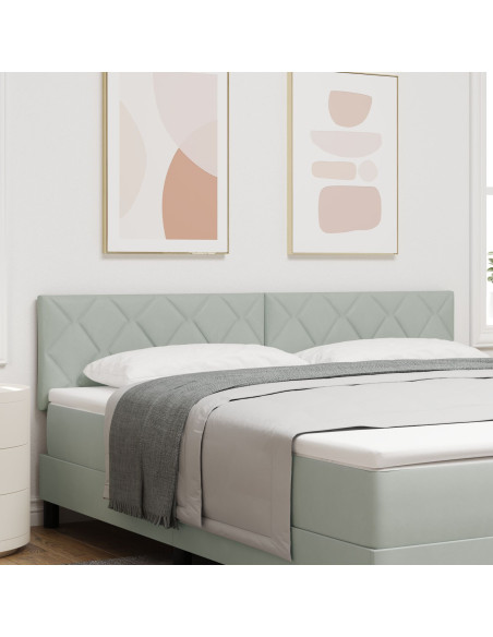 Testiera  Design a Blocchi Diamante Grigio Chiaro 180 cm in Velluto