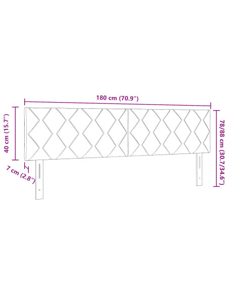Testiera con testiera Grigio scuro 180 cm Velluto