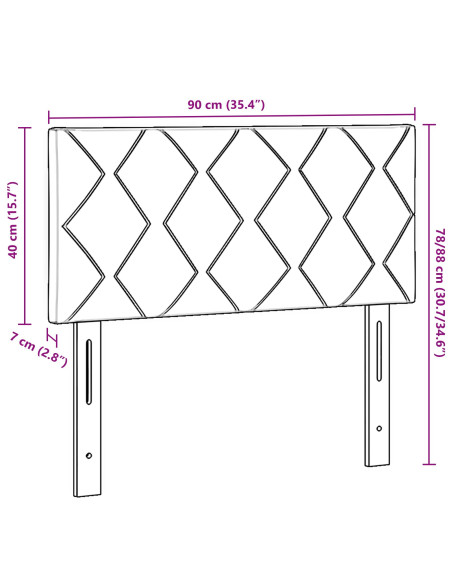 Testiera  Design a Blocchi di Diamante Marrone Scuro 90 cm in Tessuto
