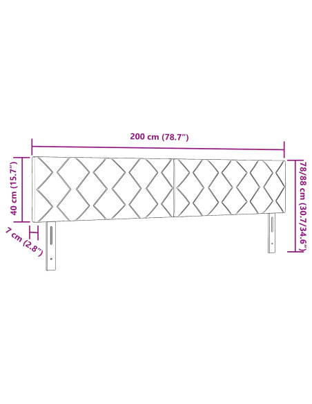 Testiera  Design a Blocchi di Diamante Tortora 200 cm Tessuto