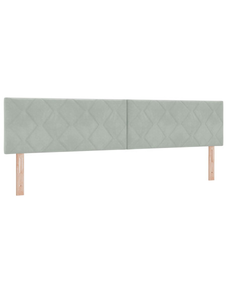 Testiera  Design a Blocchi Diamante Grigio Chiaro 200 cm in Velluto