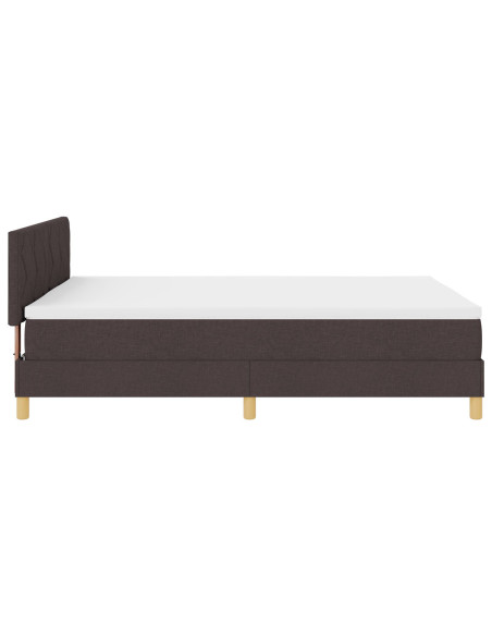 Letto con Box Spring e Materasso Marrone Scuro 160x200 cm in Tessuto