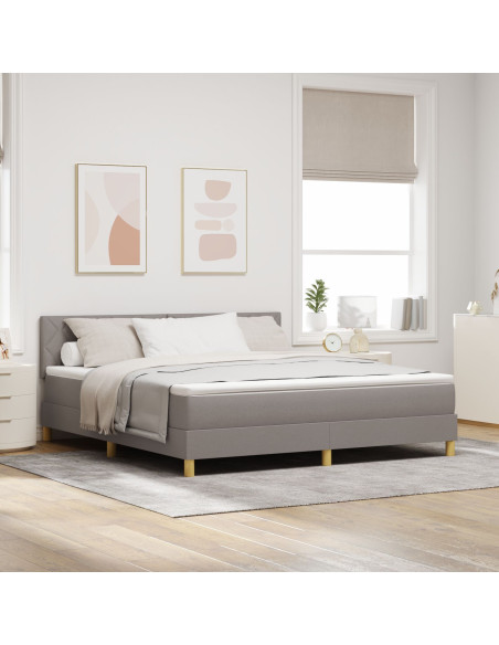 Letto con Box Spring e Materasso Tortora 180x200 cm in Tessuto