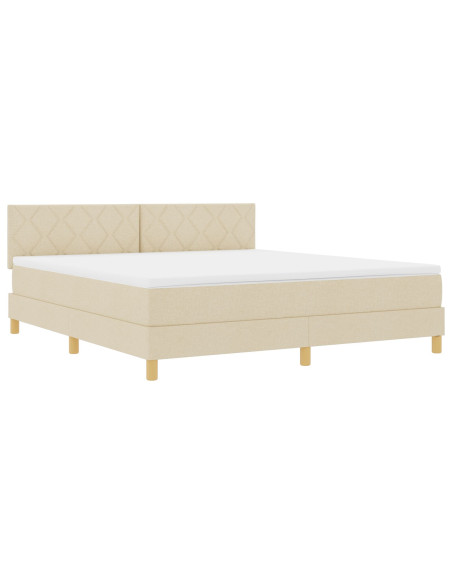 Letto a Molle  con Materasso Crema 180x200 cm Tessuto
