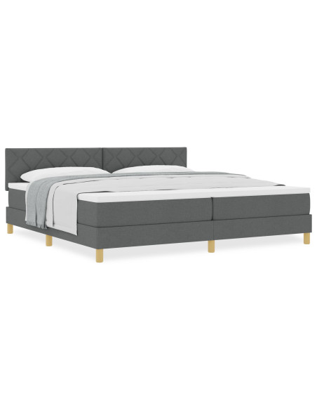 Letto a molle con materasso grigio scuro 200x200 cm in tessuto