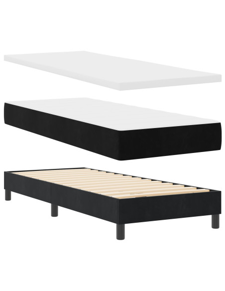 Letto a molle con materasso  Nero 80x200 cm Velluto