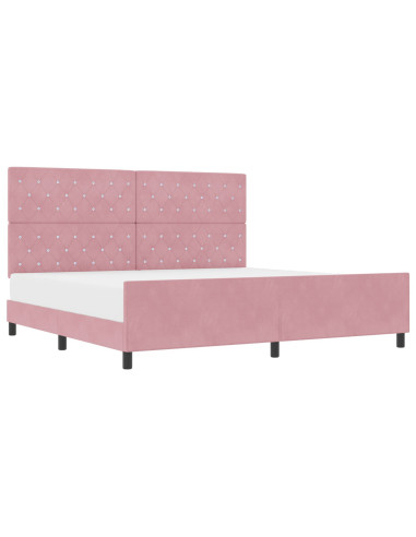 Letto a molle con testiera Rosa 200 x 200 cm Velluto