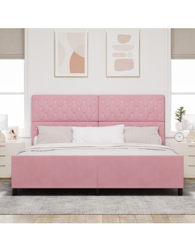 Letto a molle con testiera Rosa 200 x 200 cm Velluto