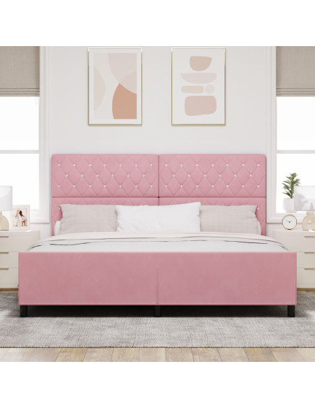 Letto a molle con testiera Rosa 200 x 200 cm Velluto