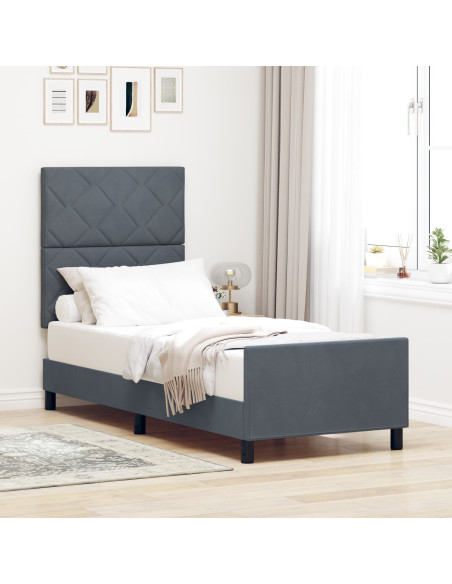 Letto Grigio Scuro 80x200 cm in Velluto