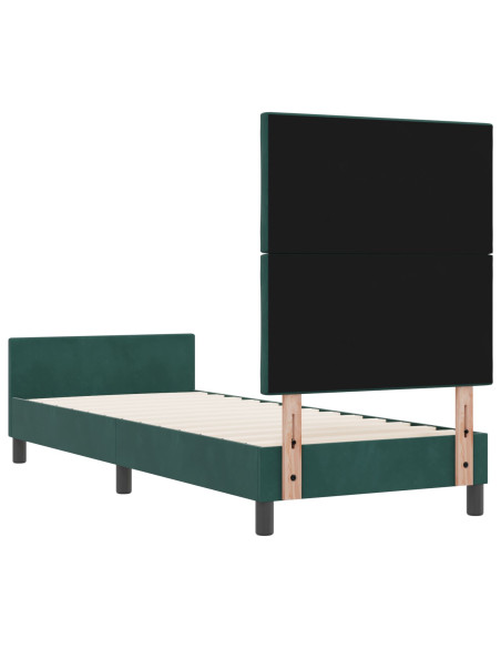 Letto a molle con testiera Verde Scuro 80 x 200 cm Velluto