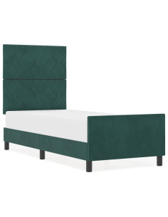Letto a molle con testiera Verde Scuro 80 x 200 cm Velluto 2