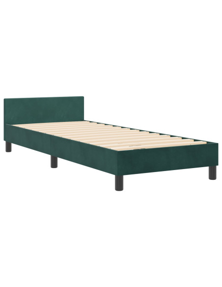 Letto a molle con testiera Verde Scuro 80 x 200 cm Velluto
