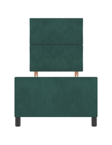 Letto a molle con testiera Verde Scuro 80 x 200 cm Velluto